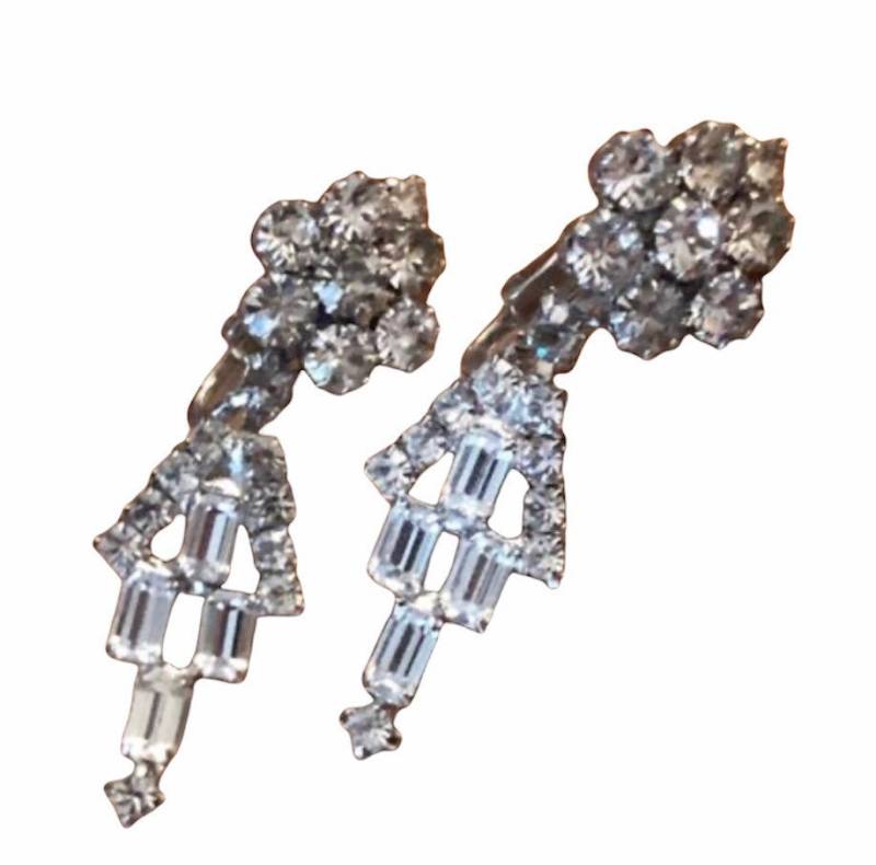 Vintage Mid Century Strass Ohrringe Perfekte Hochzeit Formelle 1950Er Jahre Clip Ons von TheAddict