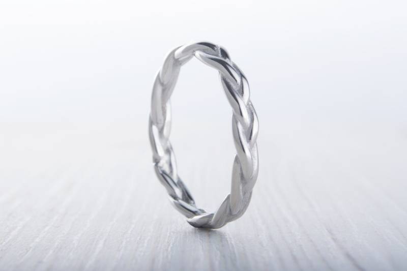 3 Mm Geflochtener Ring Verfügbar in Titan Und Weißgold Gefüllt - Ehering Versprechensring von TheAladdinsCave