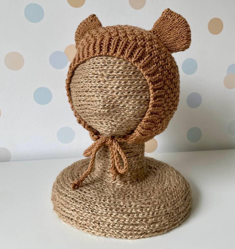 Bären Mütze Aus Baumwolle Und Merino Wolle, Grösse 6-12 Monate Bären Mütze Aus Baumwolle Und Merino Wolle, Grösse 6-12 Monate von TheAliceLoop