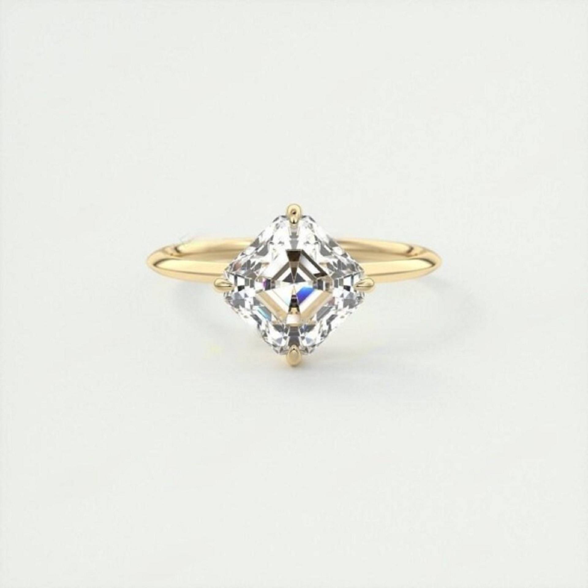 14K Massiv Gelbgold Verlobungsring Nsew Set 1.50 Ct Asscher Cut Solitaire Moderne Kompass Zinken Statement Ring Heiratsantrag Ring/Geschenk von TheAmericanGoldHouse