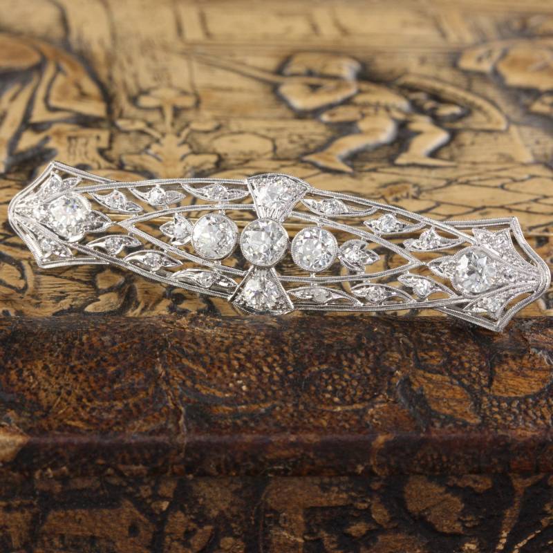 Antik Edwardian Platin & Diamant Bar Brosche Antik Edwardian Platin & Diamant Bar Brosche von TheAntiqueParlour