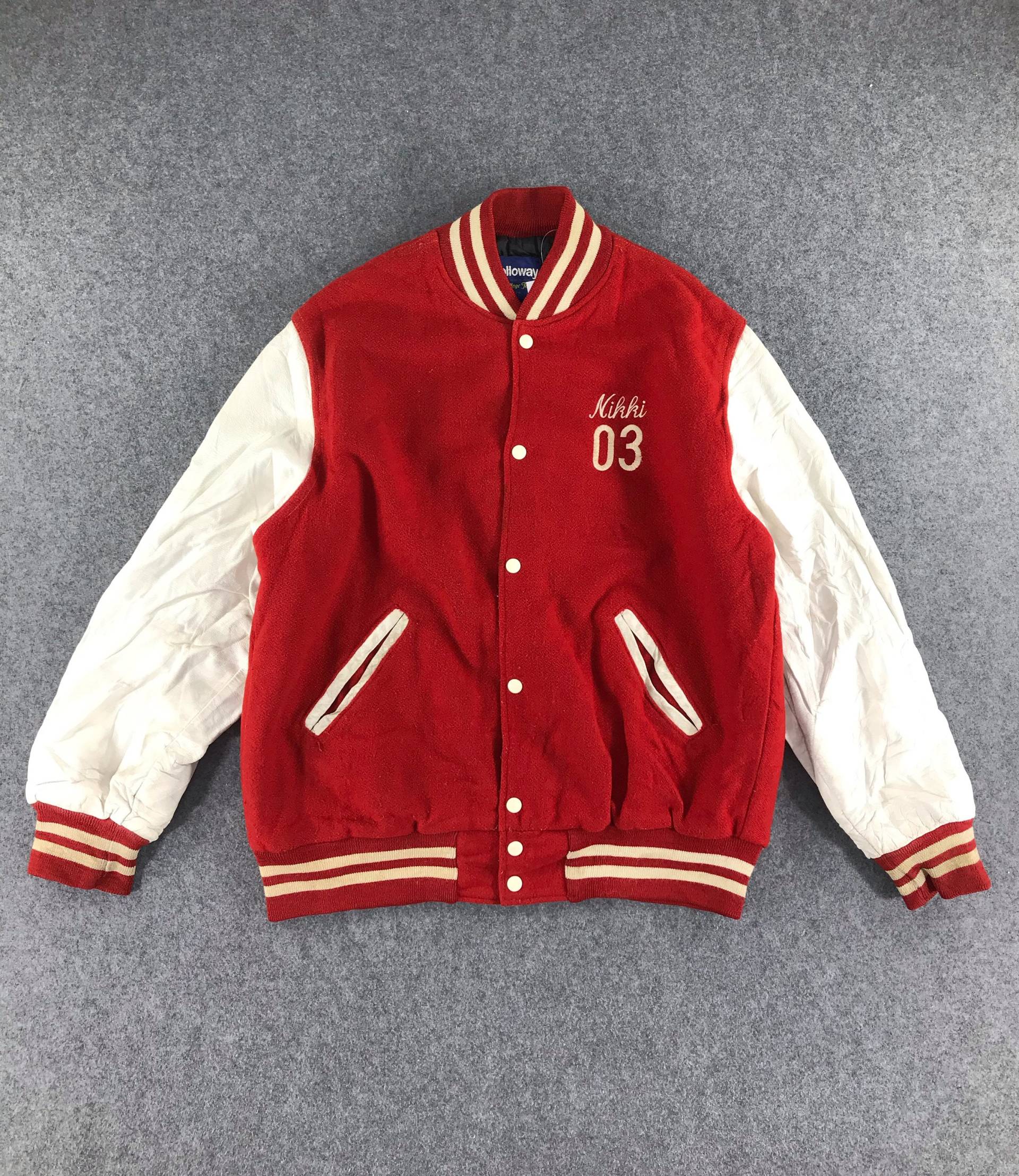 Vintage Halloway Letterman Varsity Jacke Groß, Wolljacke 90Er Jahre, Fitch Jacke, Jahre Stadion von TheArchiveGarments