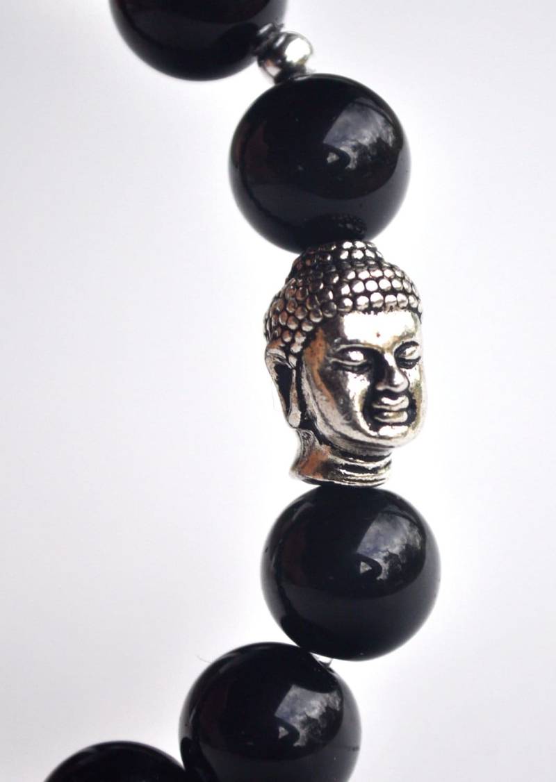 Buddha Armband, Geschenk, Onyx Schwarzes Edelstein-Armband, Yoga-Armband, Perlen Zen Armband Schwarz von TheArtHausStudios