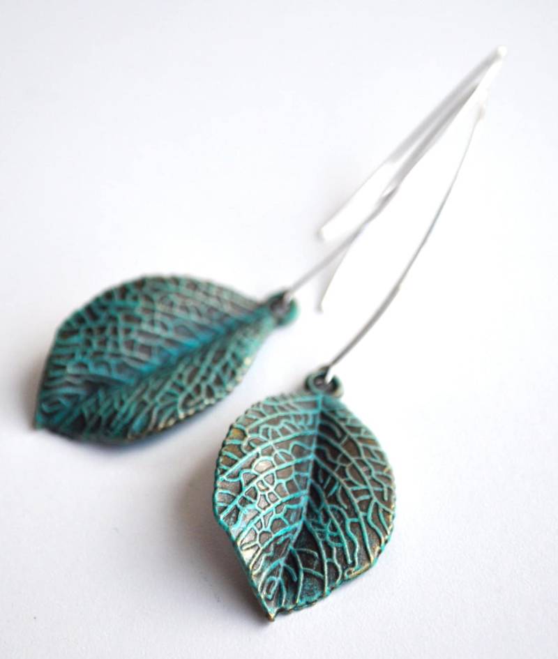 Türkis Blatt Ohrringe, Grünes Blatt, Schmuck, Silber Und Boho Verdigris Blätter Türkis Blatt Ohrringe, Grünes Blatt, Schmuck, Silber Und Boho Verdigris Blätter von TheArtHausStudios