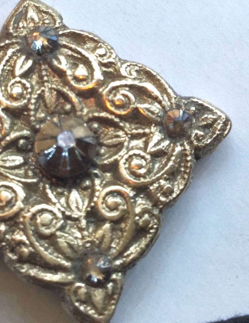 B102 Bronze Anhänger, Mit 5 Rauch Topas, Schwarze Seide Schnur Halskette, Handgefertigt, Original von TheArtisanAlchemist