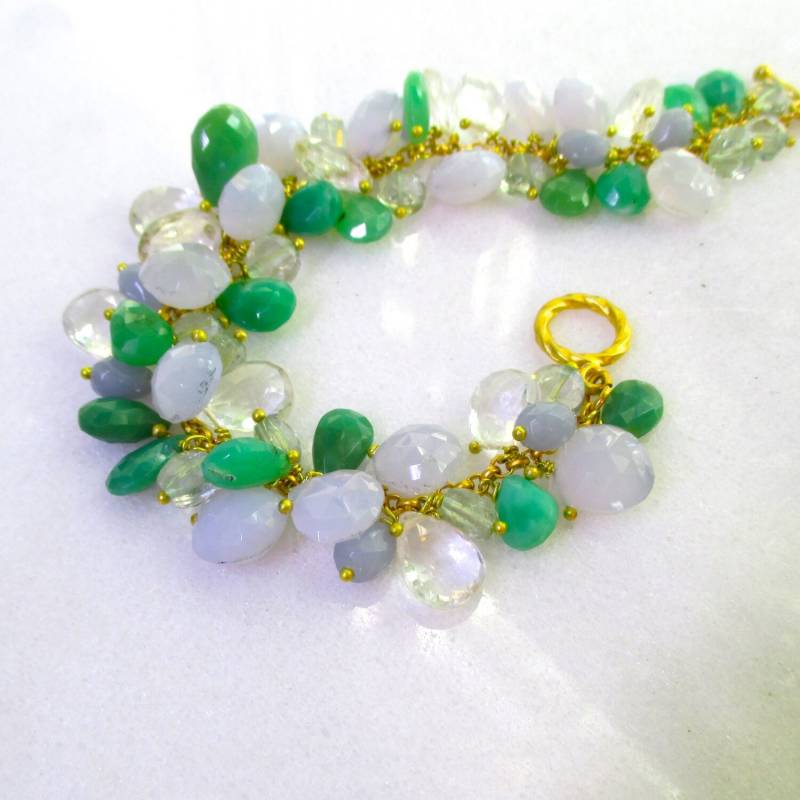 Chrysopras, Chalcedon Armband Mit Eisquarz in 22K Gold Vermeil von TheAtelier