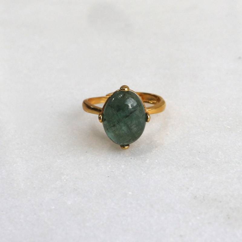 Moos Aquamarin Lustrous Edelstein Ring in 22K Gold Vermeil von TheAtelier