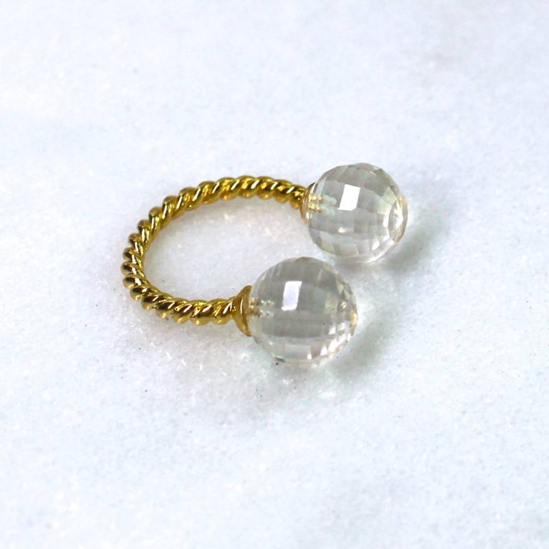 Pastille Doppel Bergkristall Ring, Gold Vermeil Fassung in Einer Verstellbaren Größe Pastille Doppel Bergkristall Ring, Gold Vermeil Fassung in Einer Verstellbaren Größe von TheAtelier