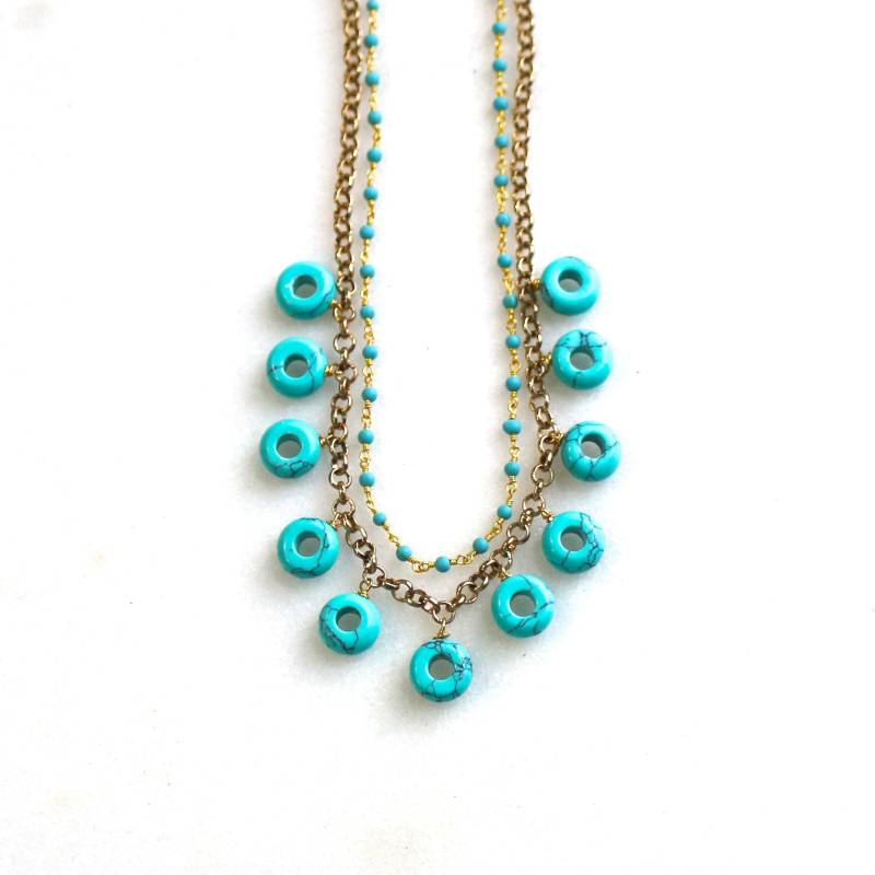 Türkis Zwei Strang Halskette in 22K Gold Vermeil von TheAtelier