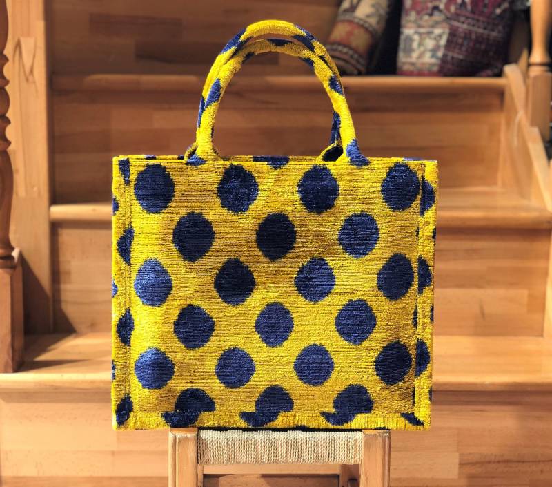 Handgefertigte Seidensamt Ikat Einkaufstasche Große Designer-Einkaufstasche von TheBagroomCo