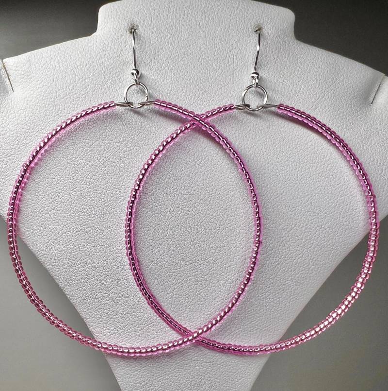 Cotton Candy Pink Perlen Creolen von TheBeadedCactusShop