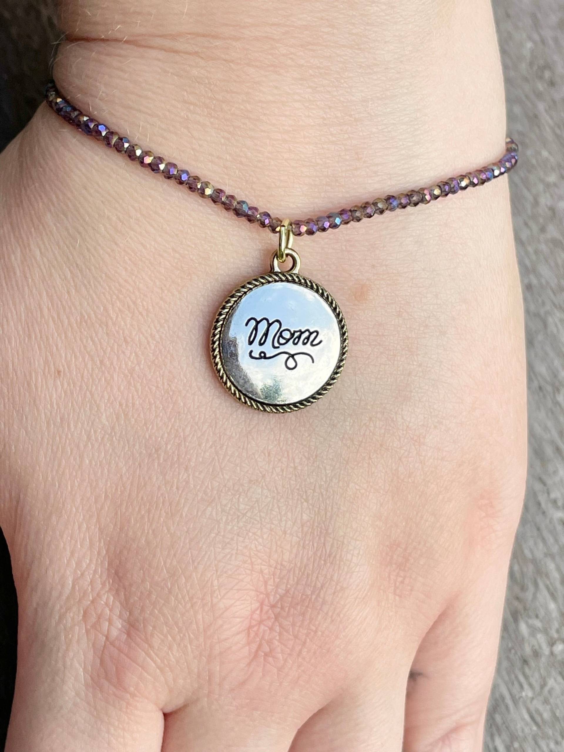 Lila Kristall Mom Bettelarmband von TheBeadedCactusShop