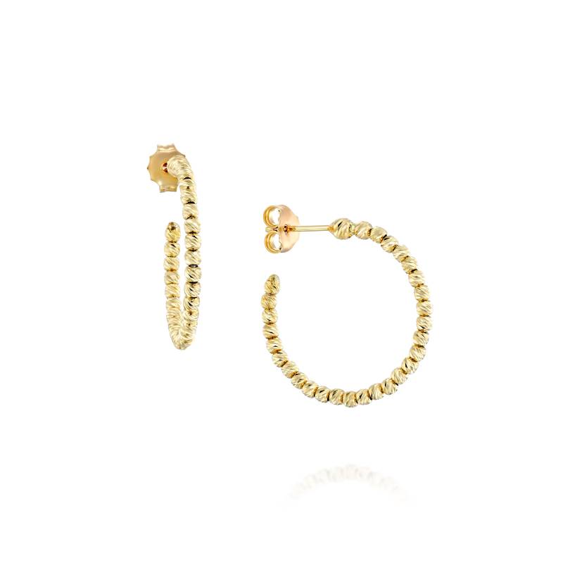 Mira Kleine Creolen - 14K Gefädelte Aus Massivem Gelbgold Mit Funkelnden Diamantgeschliffenen Kugelperlen von TheBeadersEtsyStore