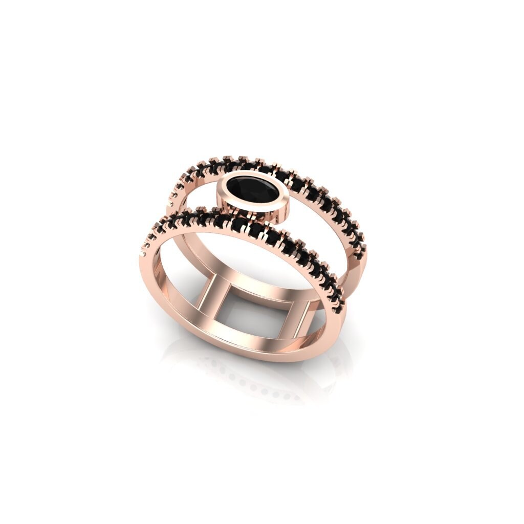 Natürliche Schwarze Onyx Verlobungsring Einzigartige Braut Ring Sterling Silber Stilvolle Zarte Für Frauen Jahrestag von TheBeauxBijoux