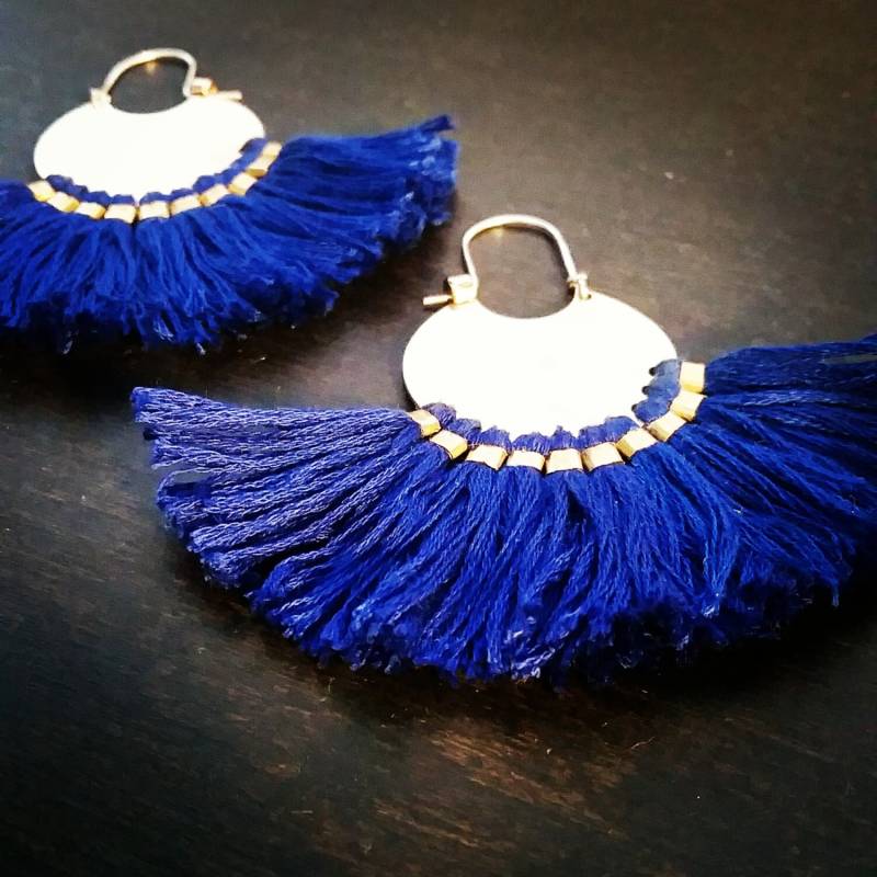 Wunderschöne Messing - Und Blauen Fringe Ohrringe, Wirklich Eine Aussage, Handwerker Schmuck Wunderschöne Messing - Und Blauen Fringe Ohrringe, Wirklich Eine Aussage, Handwerker Schmuck von TheBentMoon