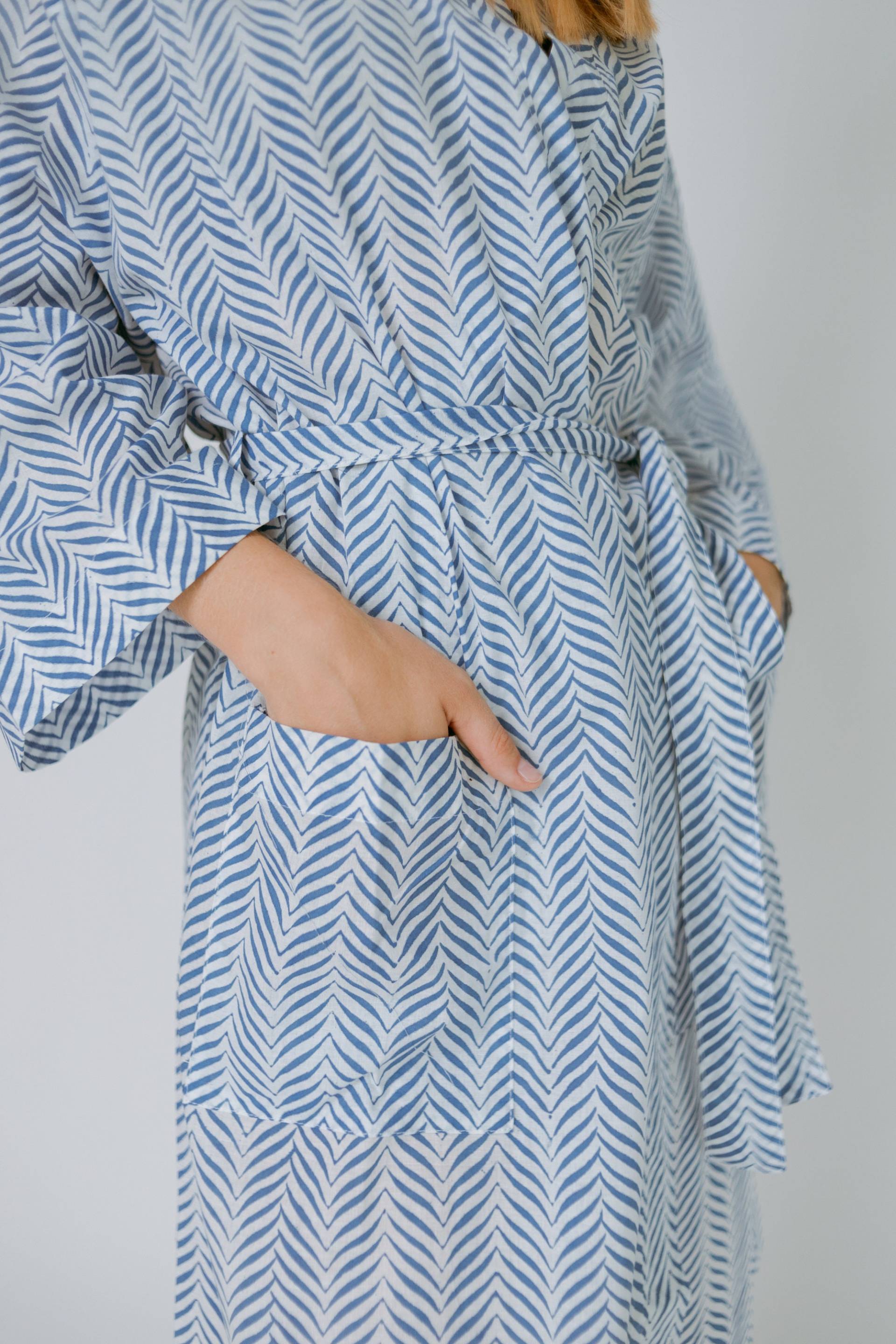 Kimono Robe, Loungewear Für Frauen | Bademantel Blau Weiß - Gemütliche Homewear von TheBequem