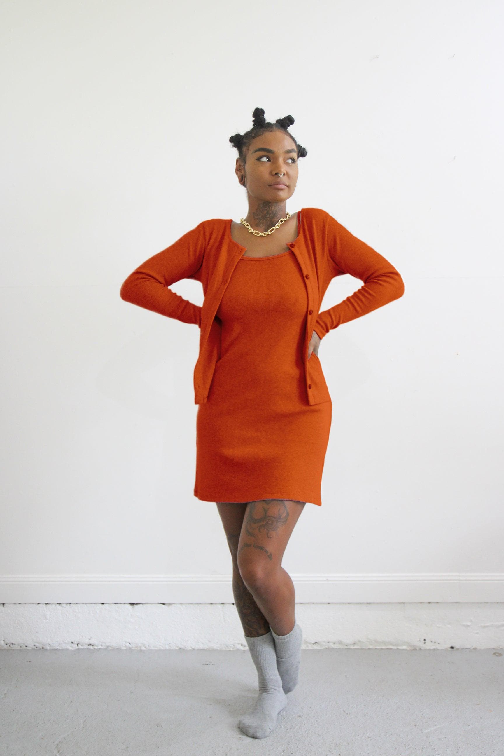 Strickjacke Aus Bio-Baumwolle. Damen Gebrannte Orange Stretch Top. Rib Cardigan - Ember Strickjacke Aus Bio-Baumwolle. Damen Gebrannte Orange Stretch Top. Rib Cardigan - Ember von TheBilboaLoft