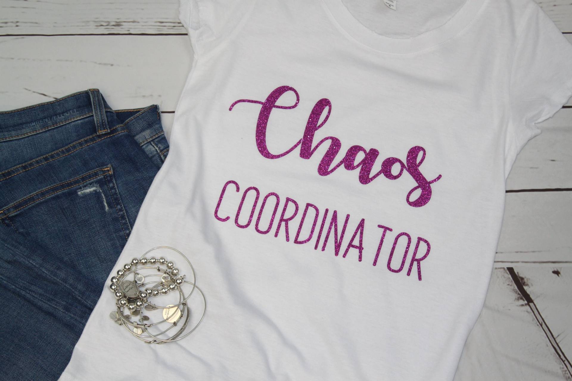 Chaos-Koordinator - Glitter Vinyl T-Shirt von TheBlingLabOC