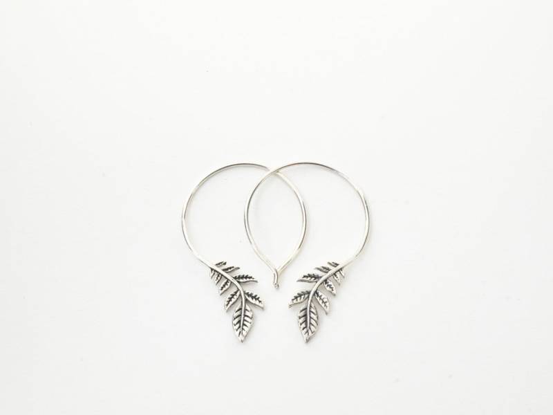 Blatt Creolen - Sterling Silber -Olivenzweig Friedensschmuck | 136S von TheBlissfulCo