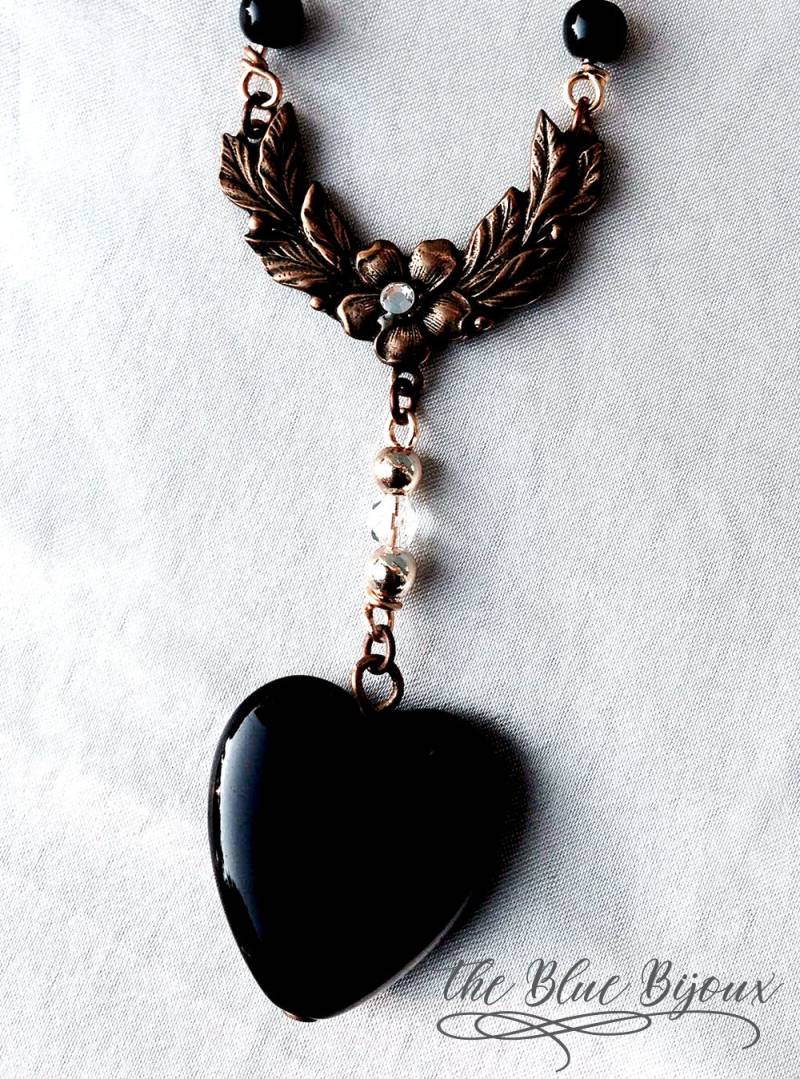 Vintage Style Handgefertigte Anhänger | Schwarzer Herz-Anhänger von TheBlueBijoux