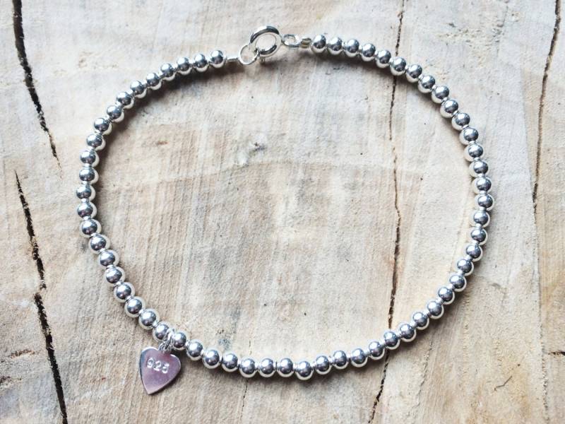Perlenarmband Silber | Zierlich Sterling Silber 925 Minimales Einfaches Armband Stapelarmband 3mm Perlen Silberverschluss Kleine Kugeln Perlenarmband Silber | Zierlich Sterling Silber 925 Minimales Einfaches Armband Stapelarmband 3mm Perlen Silberverschluss Kleine Kugeln von TheBohoMinimalist