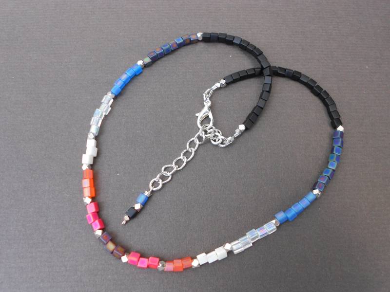 Multicolor Cube Rocailles Perlenkette Boho Ombre Verstellbar von TheBombelShop