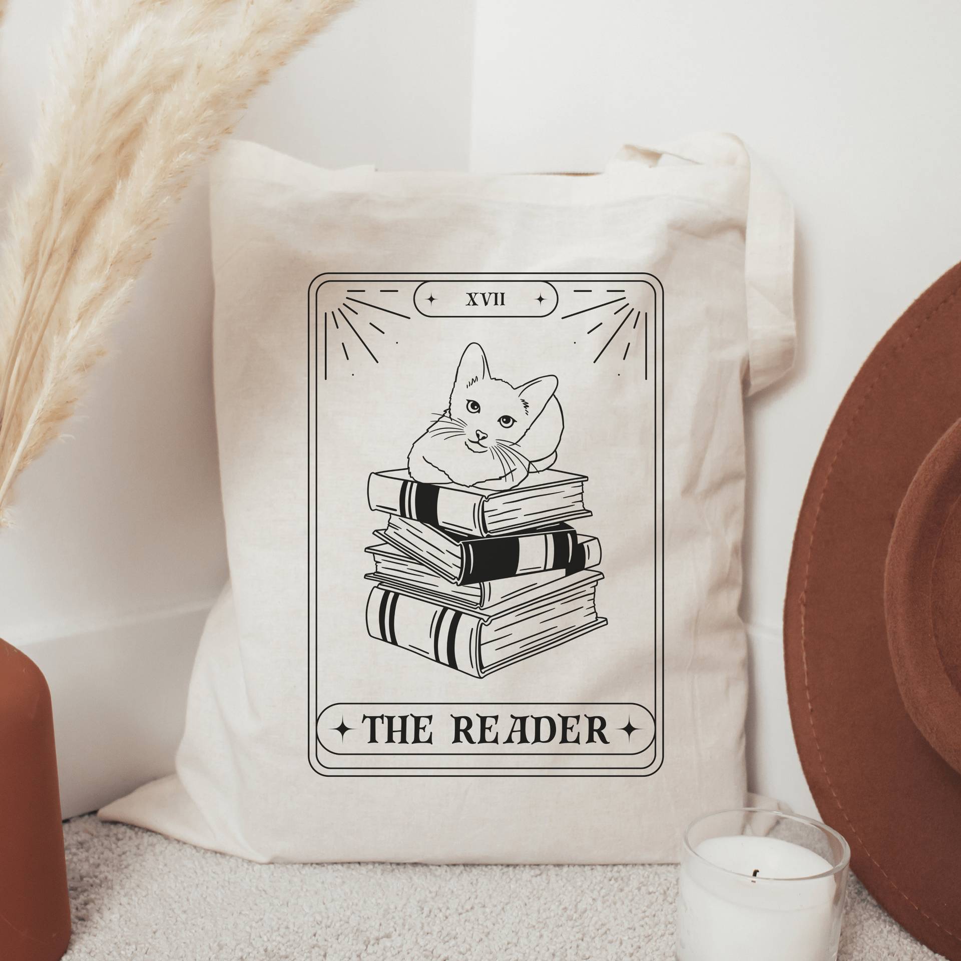 Die Leser Katze Einkaufstasche Bookish Reader Buch Lesen Bibliothek Booktok Bibliothekstasche von TheBookishCollective