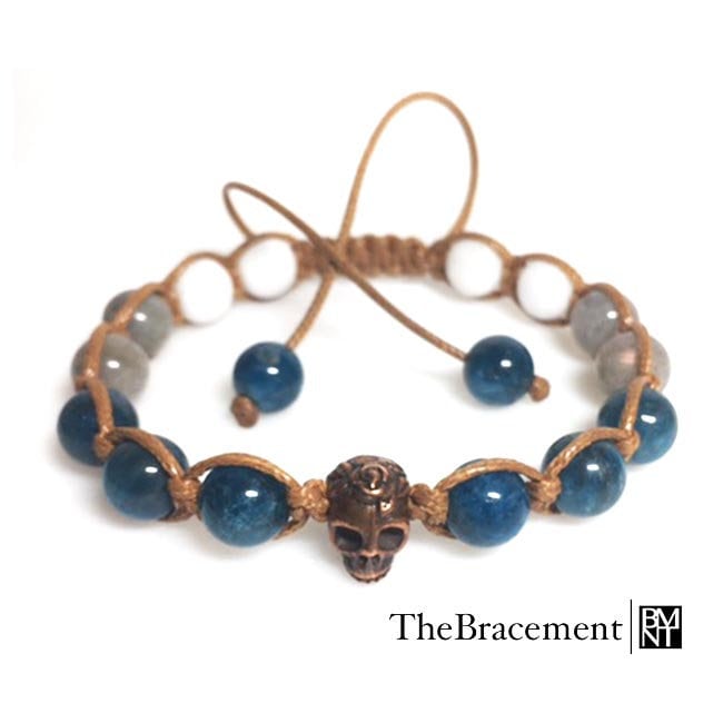 Handgefertigte Schädel Makramee Verstellbare Perlen Armband - 8 Mm Rund Türkis Apatit, Grau Labradorit, Weiße Jade Antike Kupfer Charme Handgefertigte Schädel Makramee Verstellbare Perlen Armband - 8 Mm Rund Türkis Apatit, Grau Labradorit, Weiße Jade Antike Kupfer Charme von TheBracement