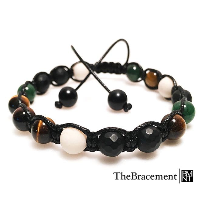 Handgefertigtes Makramee-Verstellbares Perlenarmband - 8 Mm Natürliches Tigerauge, Mashan Jade, Facettierter Natürlicher Schwarzer Stein Handgefertigtes Makramee-Verstellbares Perlenarmband - 8 Mm Natürliches Tigerauge, Mashan Jade, Facettierter Natürlicher Schwarzer Stein von TheBracement