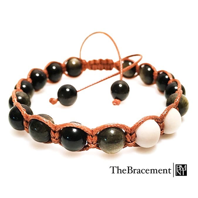Handgefertigtes Makramee-Verstellbares Perlenarmband - 8 Mm Runder Natürlicher Goldglanz-Obsidian, Gefrosteter Sand Fossiler Edelsteine Handgefertigtes Makramee-Verstellbares Perlenarmband - 8 Mm Runder Natürlicher Goldglanz-Obsidian, Gefrosteter Sand Fossiler Edelsteine von TheBracement