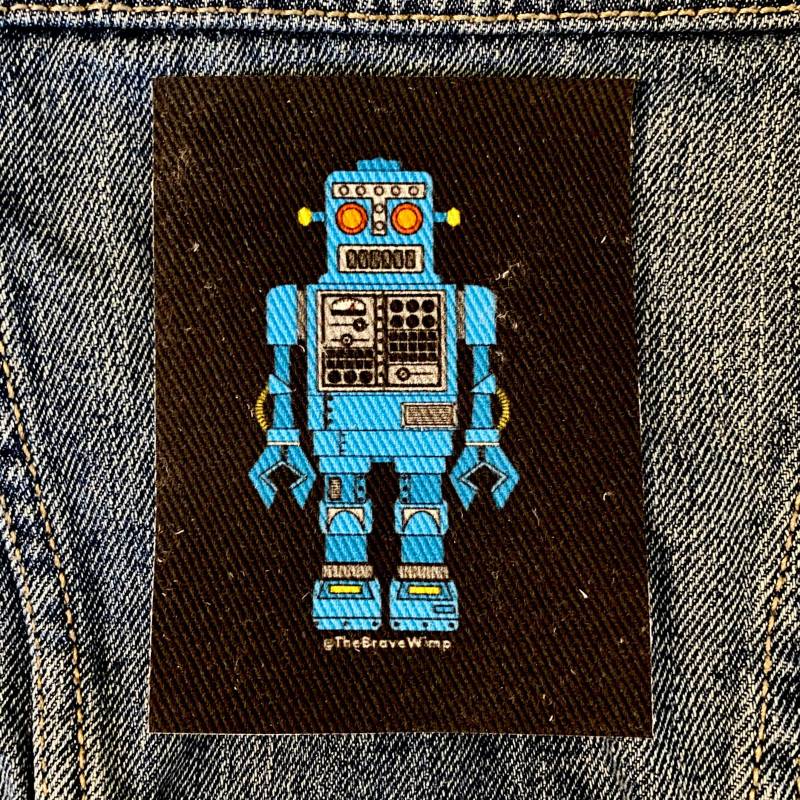 Retro Blau Roboter Denim Nähen Patch von TheBraveWimp