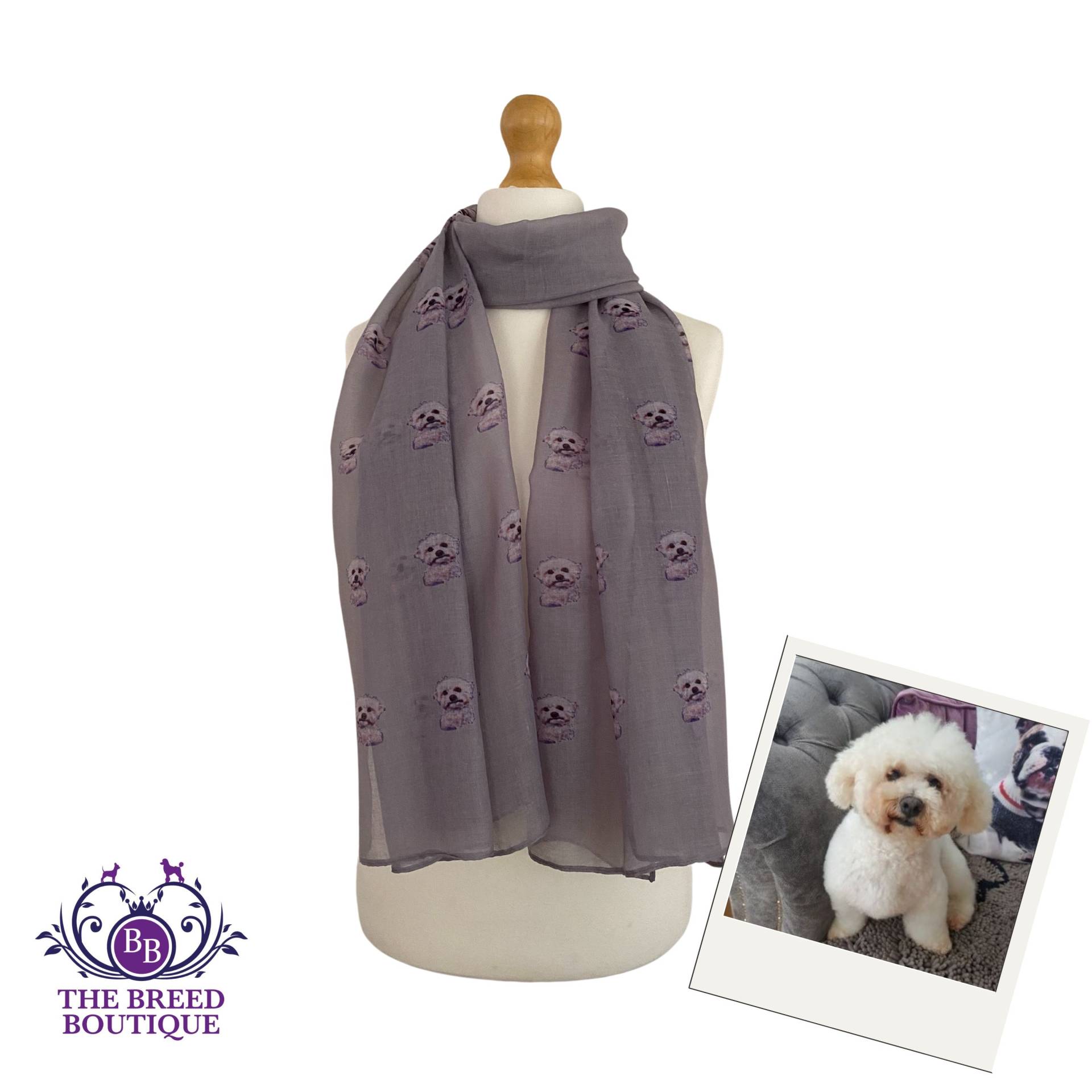 Bichon Frise Schal Print Damen Stola Wrap in Grau von TheBreedBoutique