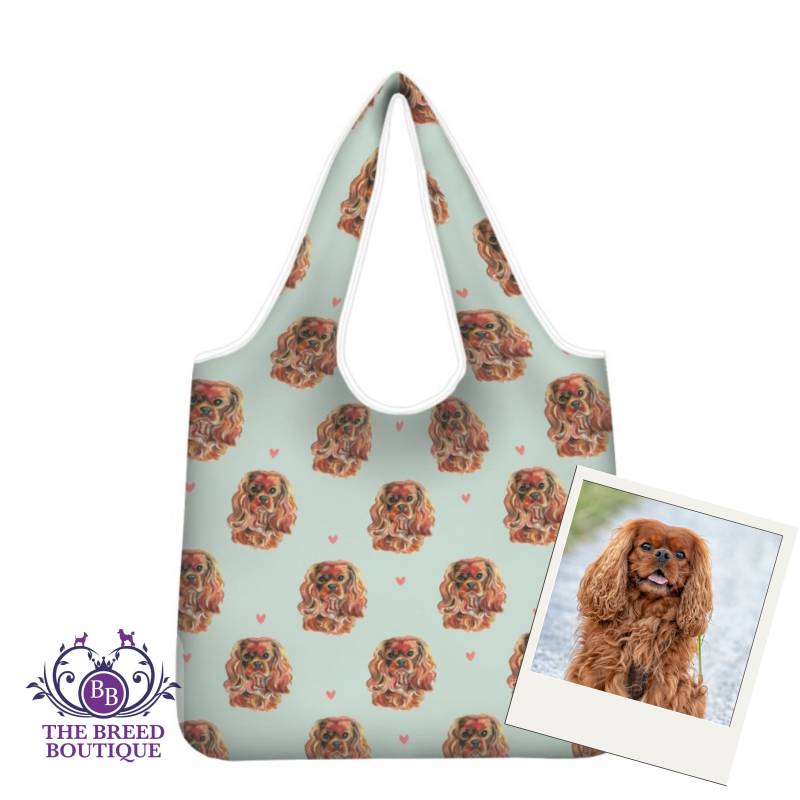 Cavalier King Charles Spaniel Einkaufstasche Faltbar Waschbar & Wiederverwendbar Ruby Dog von TheBreedBoutique