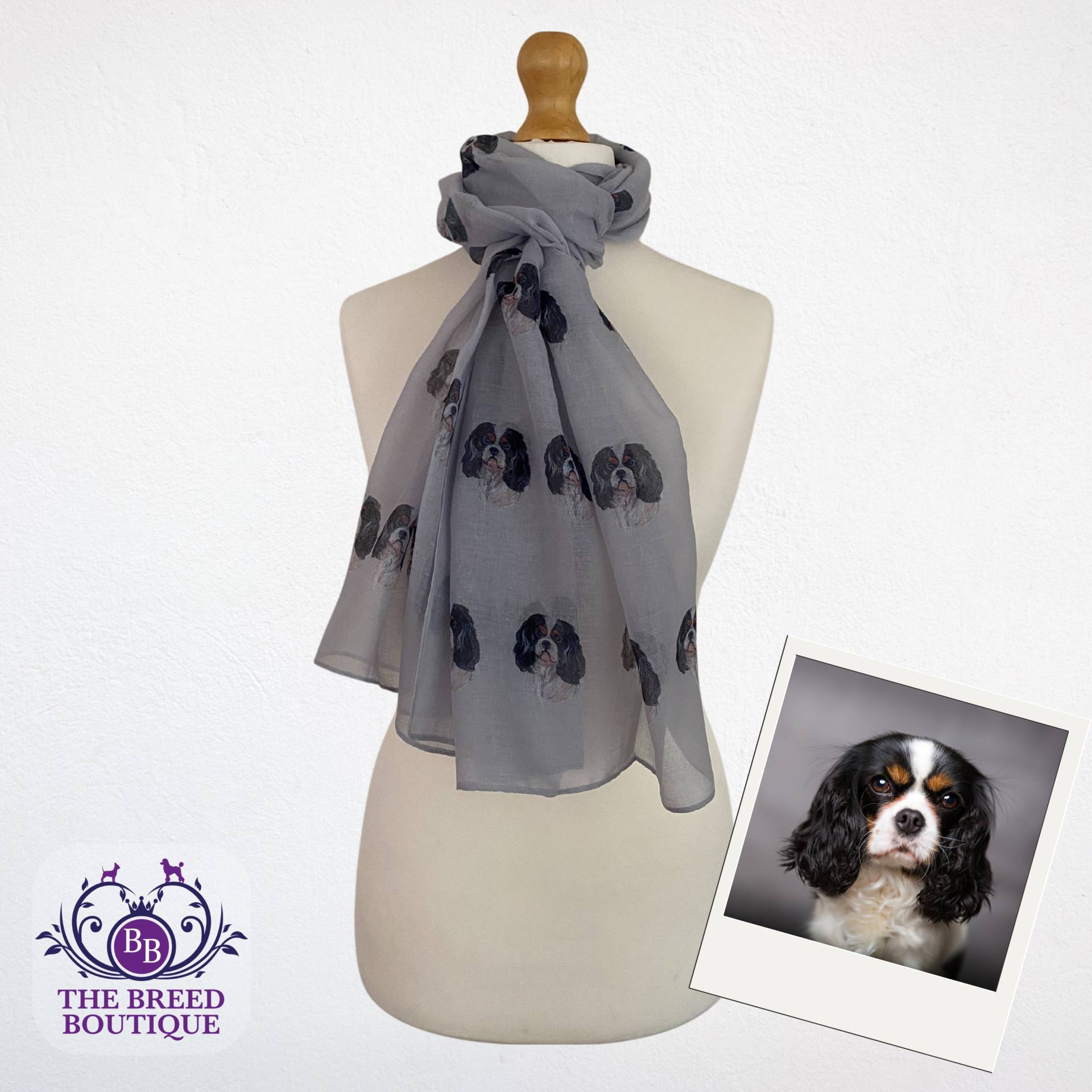 Cavalier King Charles Spaniel Hunde Print Damen Schal - Tricolor Shawl Wrap von TheBreedBoutique