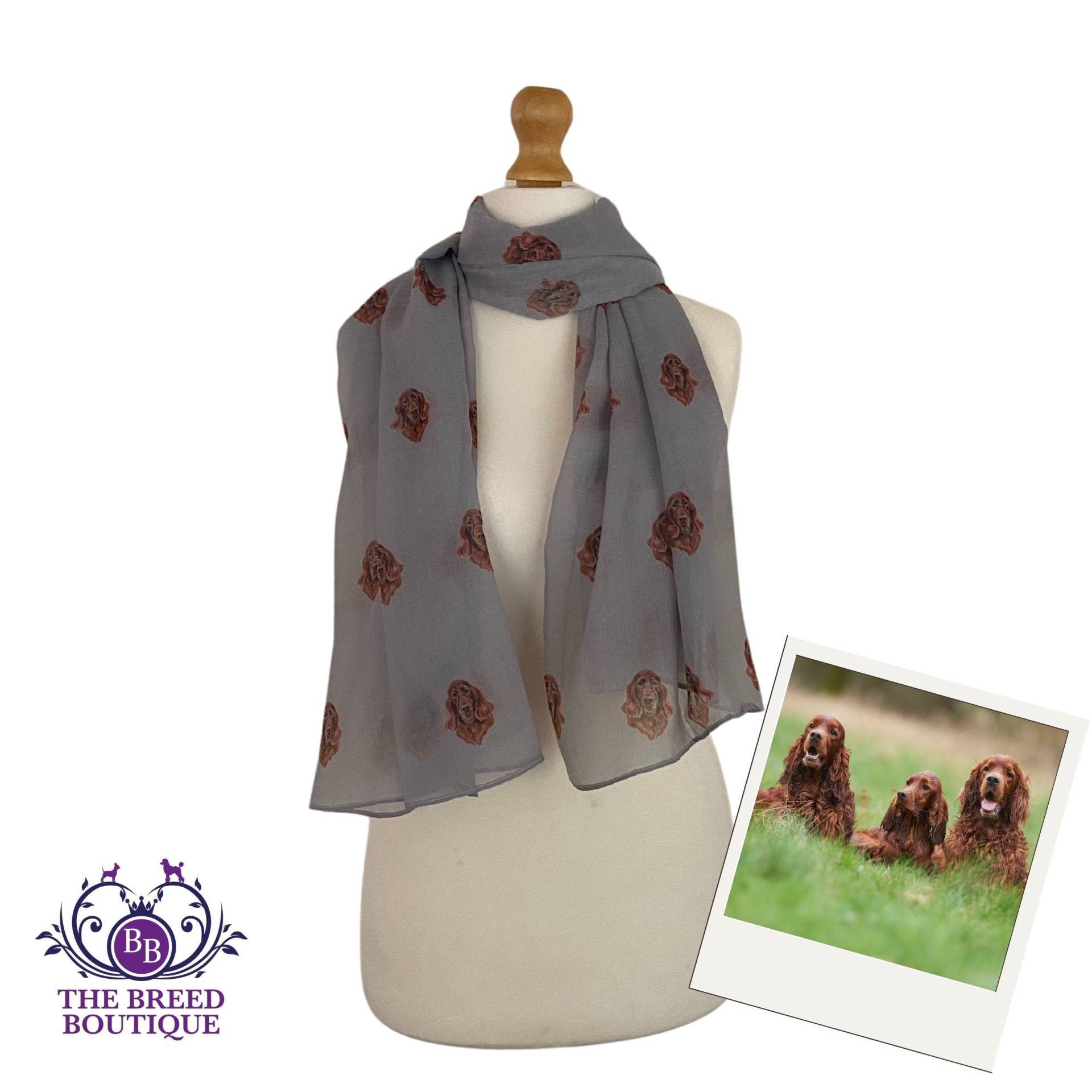 Irish Red Setter Hund Print Damen Halstuch Creme & Grau von TheBreedBoutique