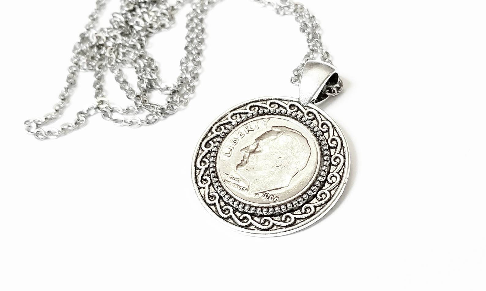 16. Geburtstagsgeschenk 2008 2009 2010 Dime Halskette Cameo Lünette Cabochon Geschenke Für Mädchen Teenager Geschenk Sweet Sixteen 16 von TheBrightPenny