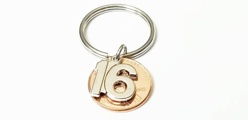 16.geburtstagsgeschenk 2008 2009 2010 16.jahrestaggeschenk-Penny-Schlüsselanhänger, 16.geburtstag, Süßer Führerschein-Geschenk von TheBrightPenny