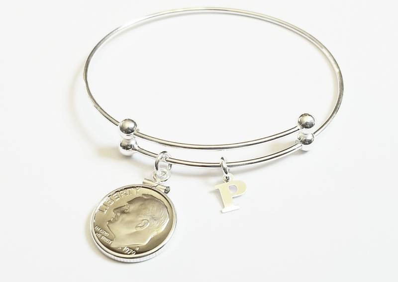 Alle Sterling Silber Dime Lünette Charme Erweiterbar Armband Muttertag Geschenk Us Geburtstag Jahrestag Ruhestand Münze Schmuck von TheBrightPenny