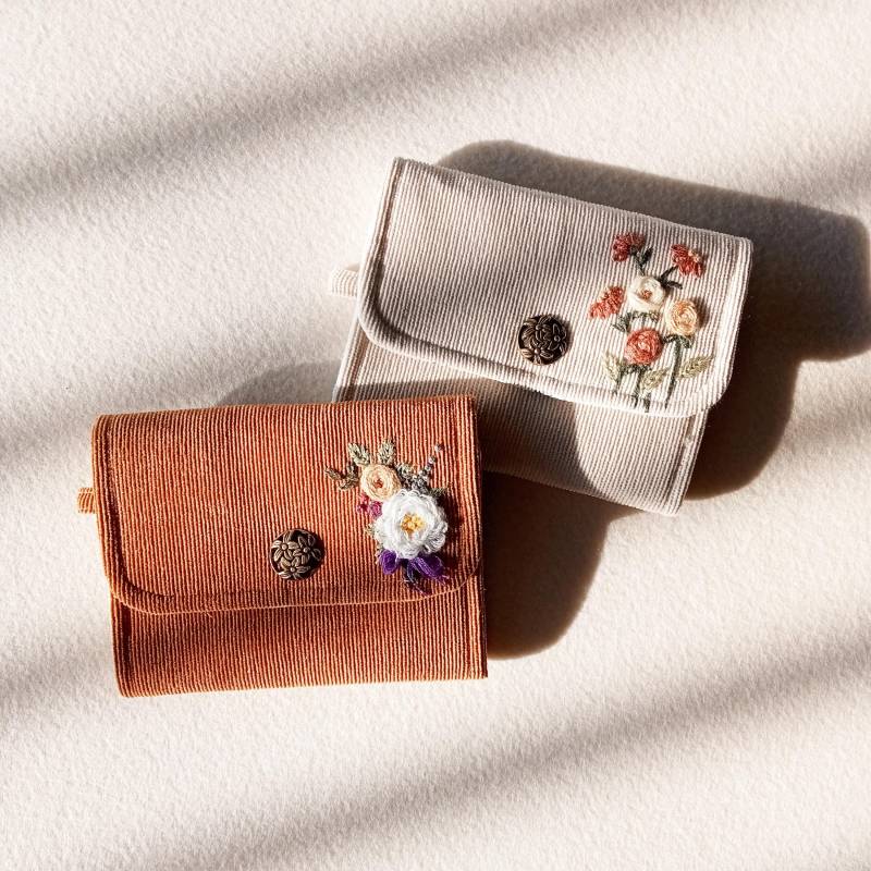 Bestickte Geldbörse Aus Cordstoff Handgemachte Kleine von TheBrownSt