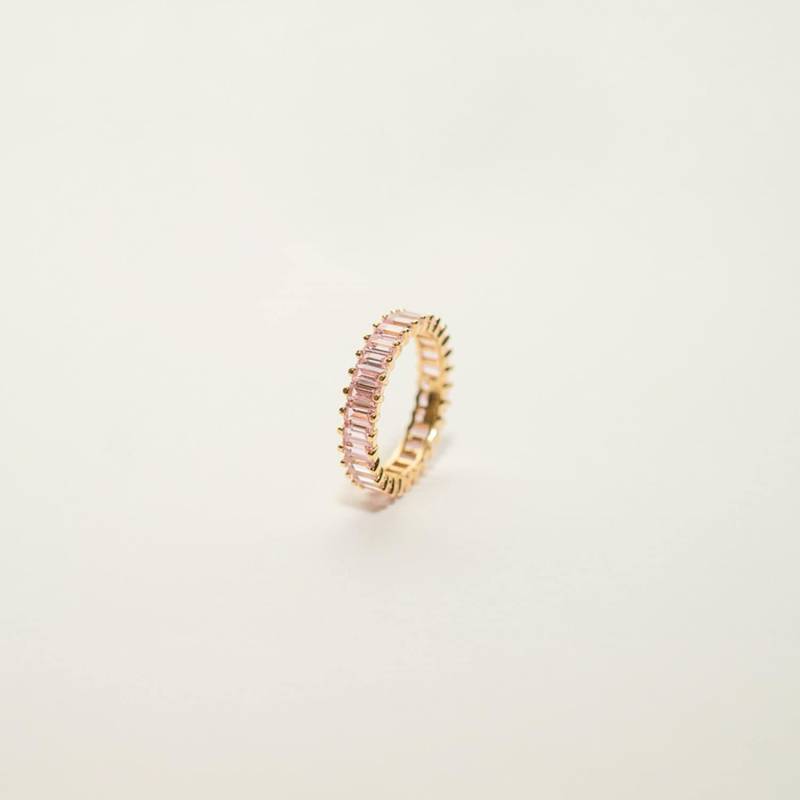 18K Gold Vermeil Pink Baguette Cz Eternity Band Ring - Zierliche Stapelbare Feine Schmuck von TheBushwickMarket