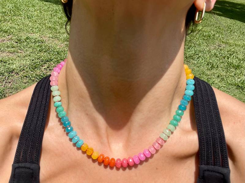 Fruchtige Kieselsteine | Handgeknüpfte Regenbogen Edelstein Süßigkeits Halskette Fruchtige Kieselsteine | Handgeknüpfte Regenbogen Edelstein Süßigkeits Halskette von TheCandyLace