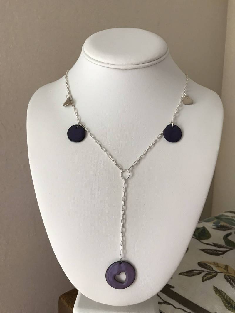 Emaille Und Sterling Silber Herz-Halskette Emaille Und Sterling Silber Herz-Halskette von TheCatsBrass