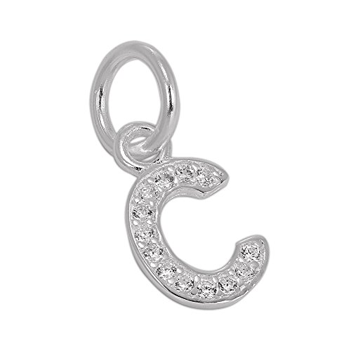 TheCharmWorks Klein Sterlingsilber & CZ Kristall Anfangsbuchstabe C Charm Anhänger von TheCharmWorks