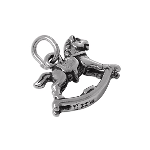 jewellerybox TheCharmWorks Sterling Silber 3D traditioneller Schaukelpferd Charm | Rocking Horse von jewellerybox