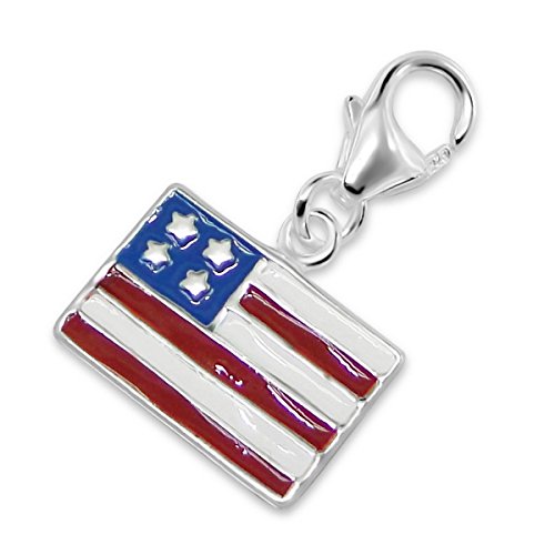 TheCharmWorks Sterling Silber Emaille USA Flagge Charm mit Karabinerverschluss von TheCharmWorks