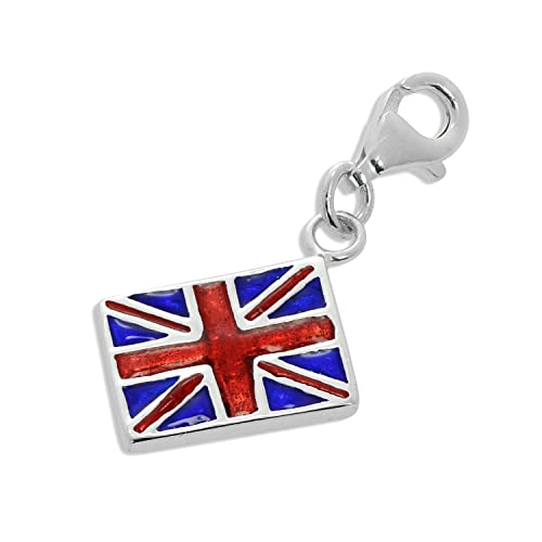 TheCharmWorks Sterlingsilber Emailliert Union Jack Flagge Anhänger zum Anklipsen von TheCharmWorks