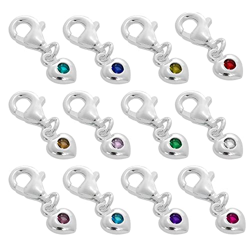 TheCharmWorks Sterlingsilber & Saphir CZ Kristall September Geburtsstein Herz Charm Anhängererz Anhänger zum Anklipsen von TheCharmWorks