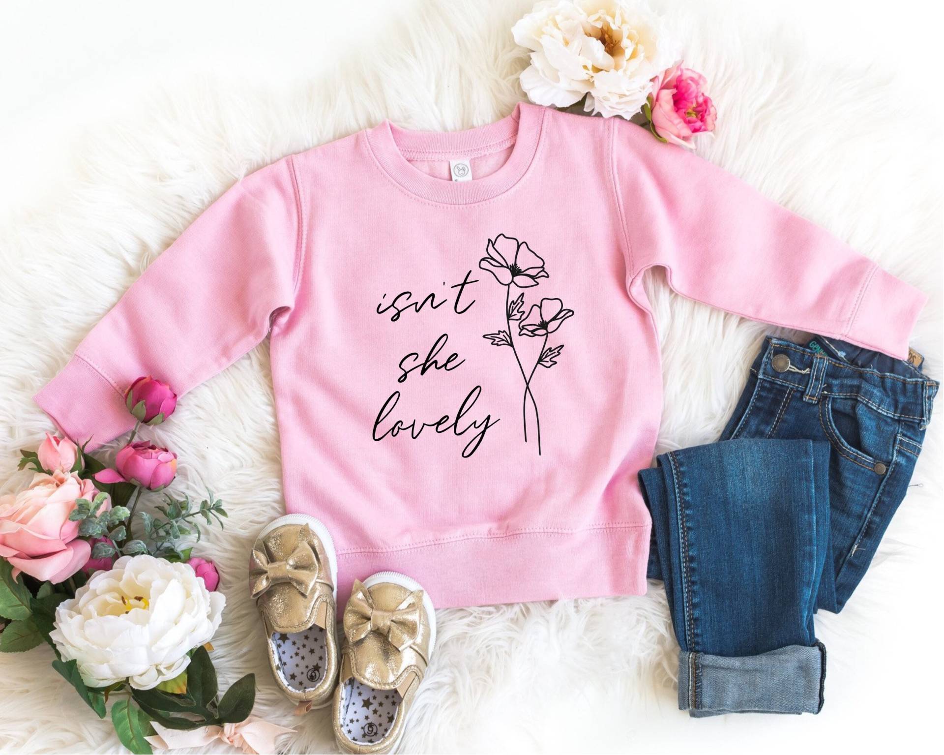 Isn't She Lovely, Kleiner Mädchen Pullover, Kleinkind Sweatshirt, Kinder Blumen Shirt, Grafik T-Shirt von TheChelleShoppe