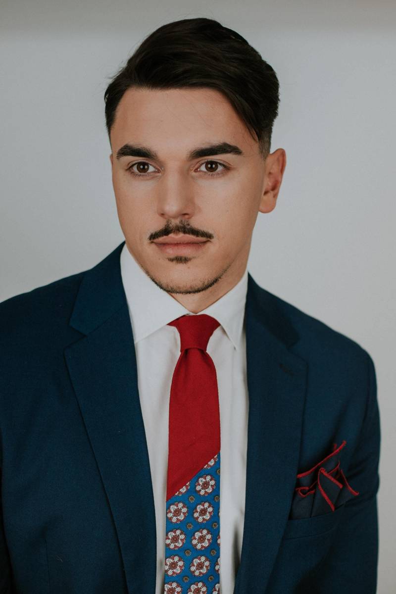 Feurige Blütenkrawatte, Rote Und Blaue Handgemachte Krawatte, Handgefertigte Hergestellt in Italien von TheCiaoBelloTies