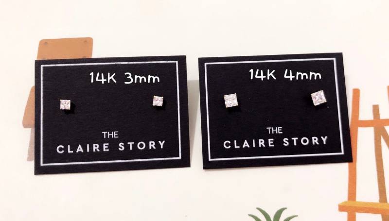 14K Gold Quadrat Cubic Zirconia Ohrstecker Mit Schraubverschluss von TheClaireStory